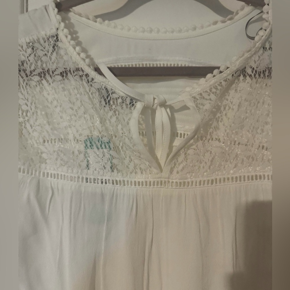Women’s NWT Daniel Rainn Stitch Fix White Lace Detail Boho Blouse XXL